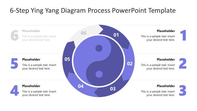 6-Step Ying Yang Style Diagram Template Slide