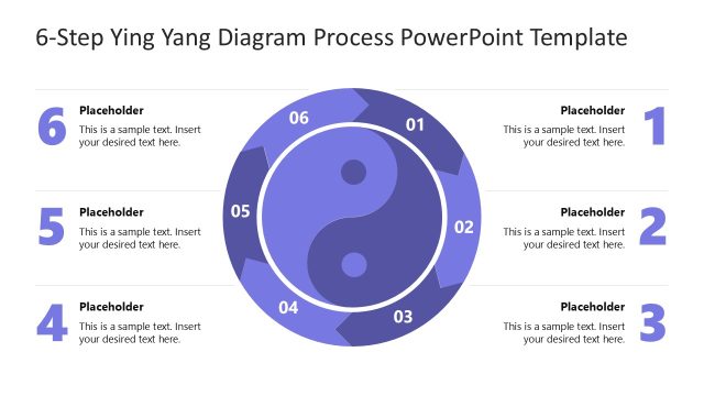 6-Step Ying Yang Style Diagram Slide Template