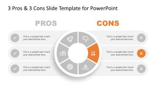 3 Pros & 3 Cons PowerPoint Template Slide  