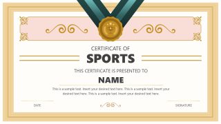 Editable Certificate of Sports PowerPoint Slide 