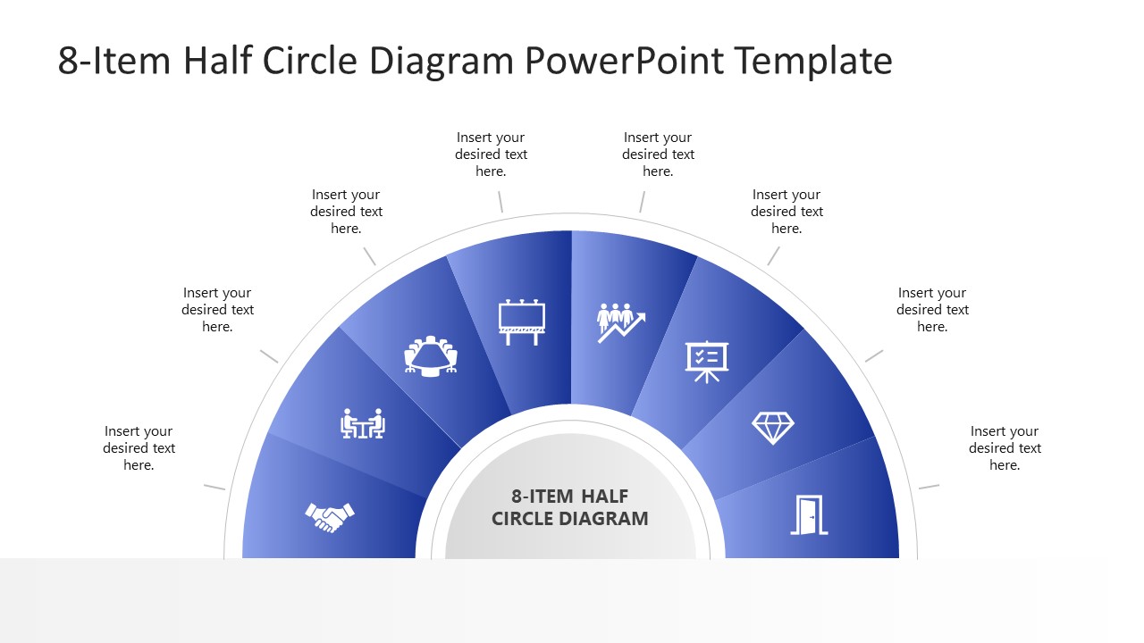 Editable 8-Item Half Circle Diagram Slide 