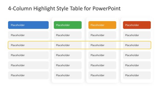 Column Highlight Style Table for PowerPoint