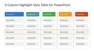 Customizable Column Highlight Table PPT Template 