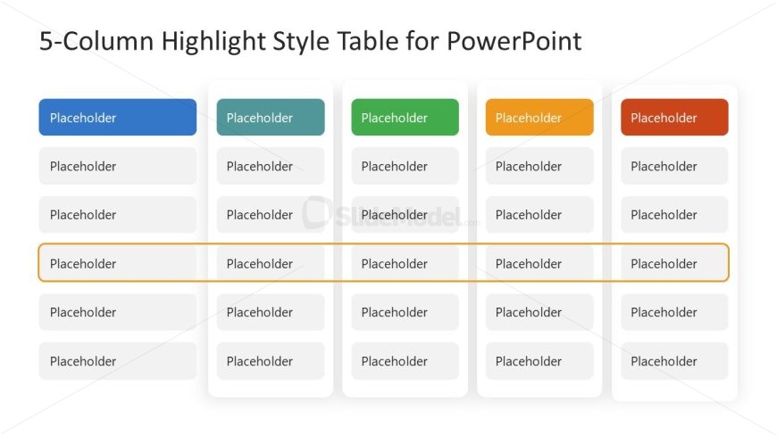 Customizable Column Highlight Table PPT Template