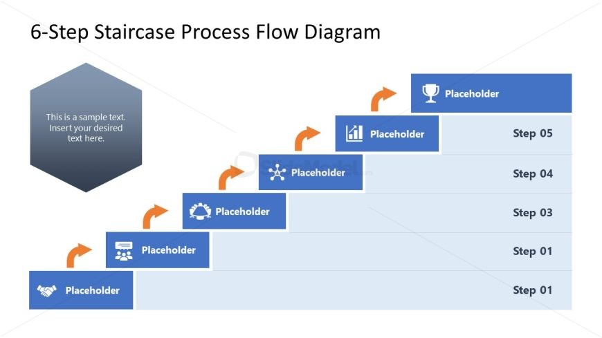 6-Step Staircase Process Flow Diagram PPT Template