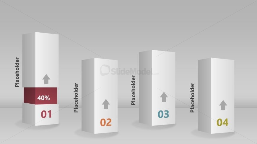 3D Data Comparison Columns Template PPT Slide 