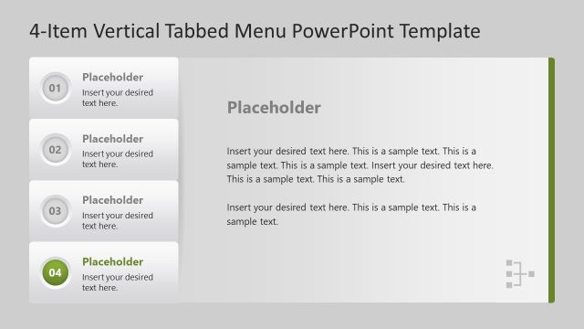 Tabbed Menu Template PPT Slide