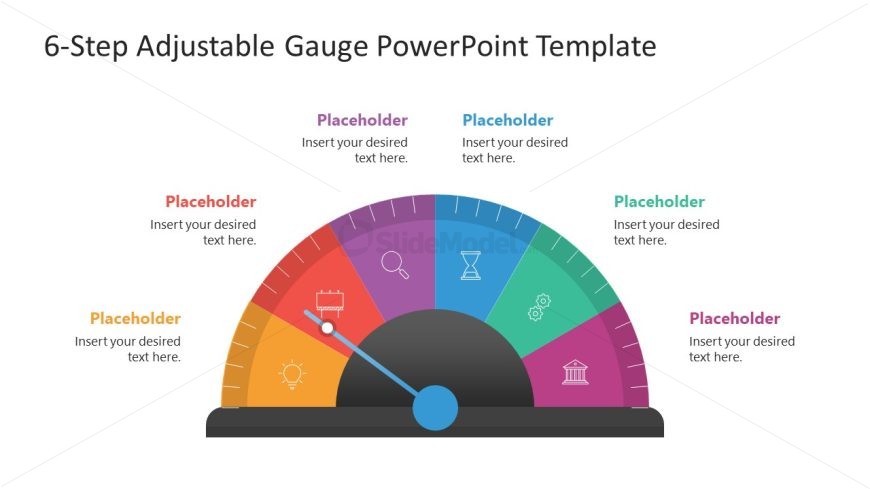 6-Step Adjustable Gauge PowerPoint Slide 