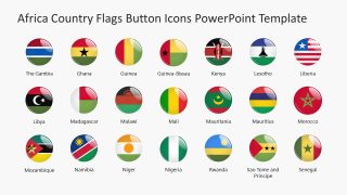 Editable Africa Country Flags Button Icons Slide Template