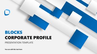 Editable Blue Blocks Corporate Profile PPT Template