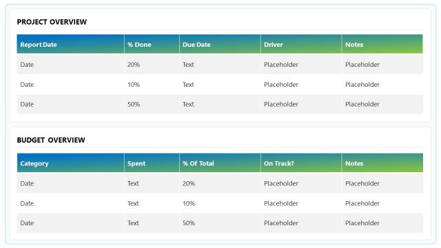 Project Status Report Slide Template