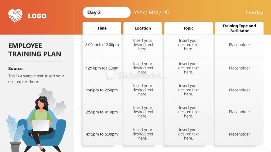 1-Week Employee Training Activities Plan Template for Presentation
