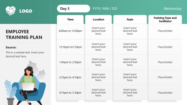Creative Employee Training Activities Plan Slide Template