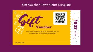 PPT Yellow Colored Gift Voucher Slide Template