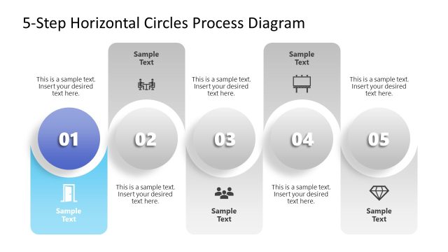 5-Step Horizontal Circles Process Diagram Presentation Template