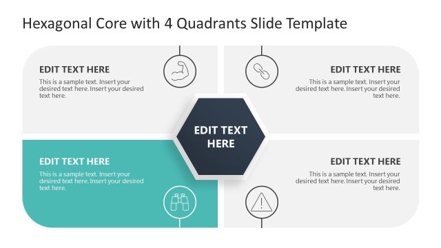 Quadrant Diagram PowerPoint Slide – Hexagonal Core