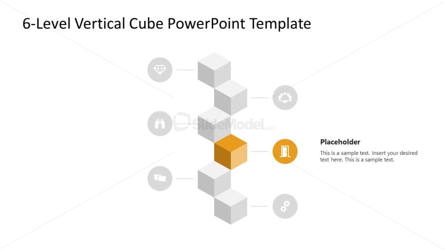 Color Highlight Effect Slide -  6-Level Vertical Cube Infographic Template 