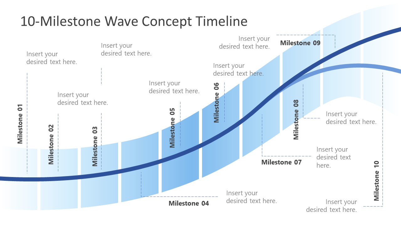 Creative 10-Milestone Wave Concept for PPT Presentation