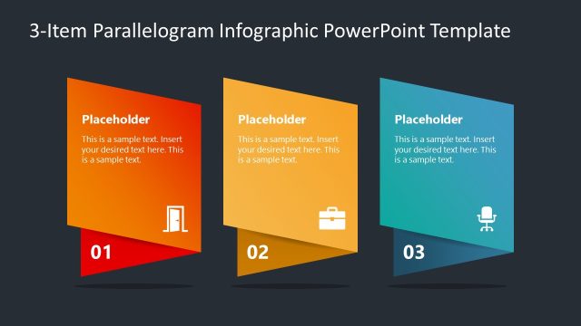 3-Item Parallelogram Infographic PPT Template