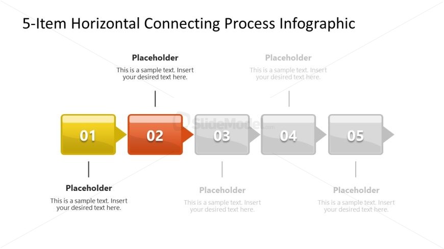 5-Item Horizontal Connected Process Template for PowerPoint
