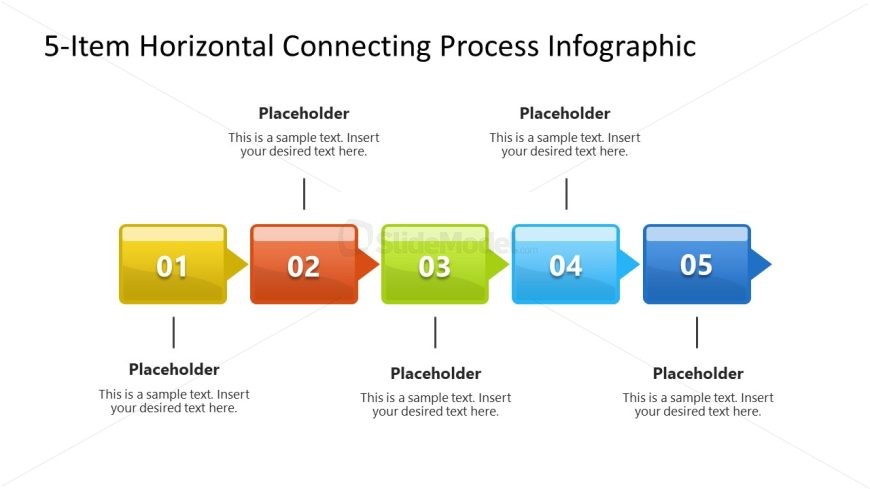 5-Item Horizontal Connected Process Slide Template
