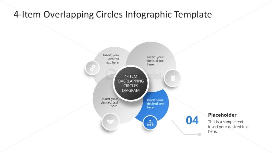 4-Item Overlapping Circles Template PPT Slide