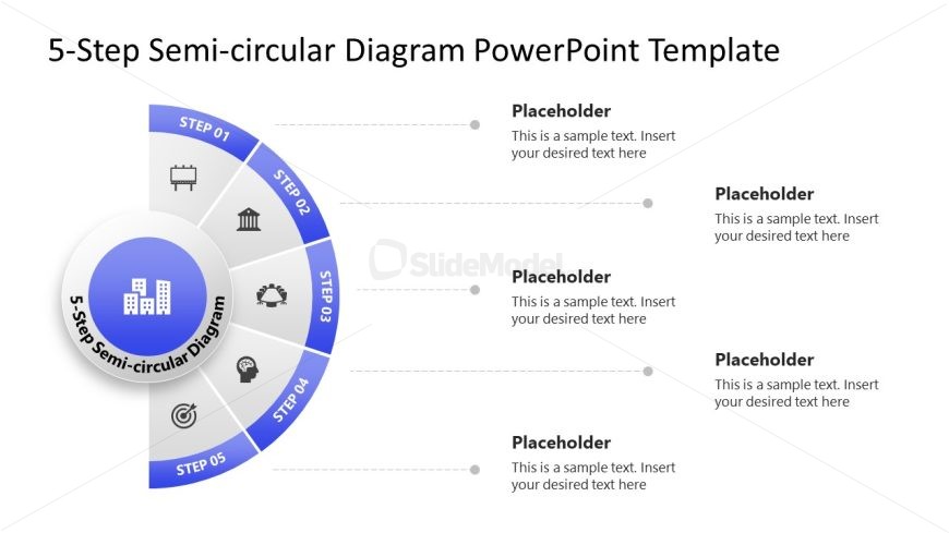 Engaging 5-Step Semi Circular Diagram PPT Template