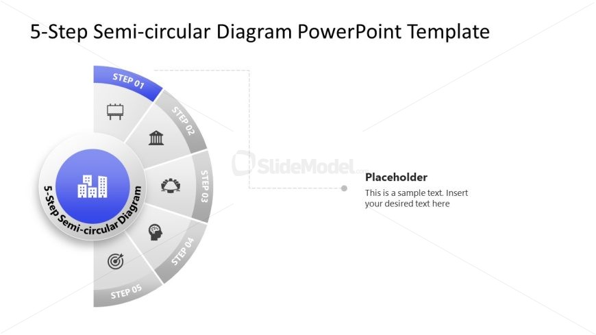 5-Step Semi Circular Diagram Template for PowerPoint
