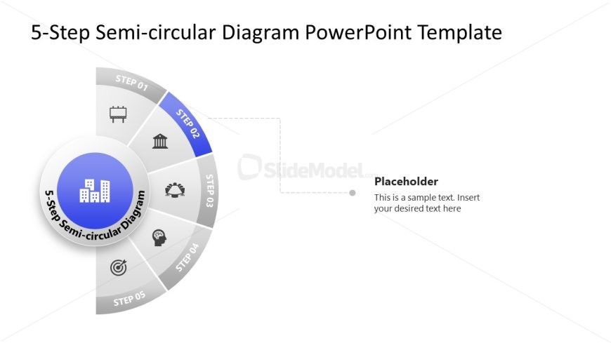 5-Step Semi Circular Diagram Template for Presentation