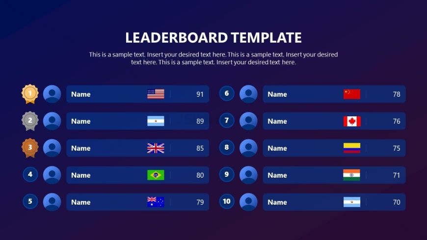 Editable 10-Person Leaderboard Template