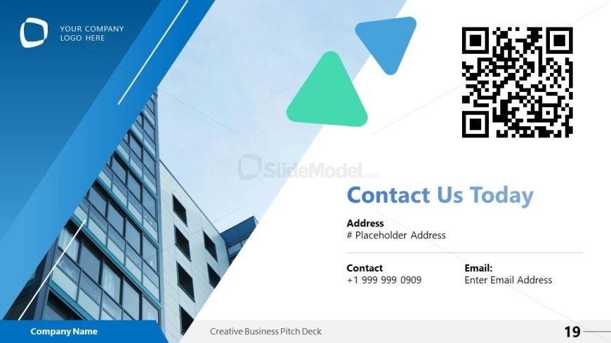 Editable QR & Contacting Details Slide Template for PowerPoint