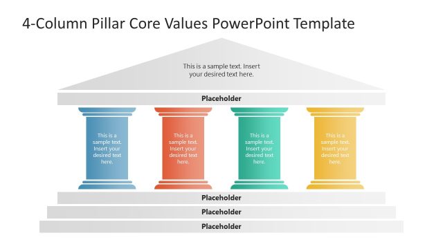 4-Column Pillar Core Values PowerPoint Template