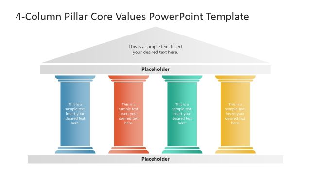 4-Column Pillar Core Values Slide PPT Template