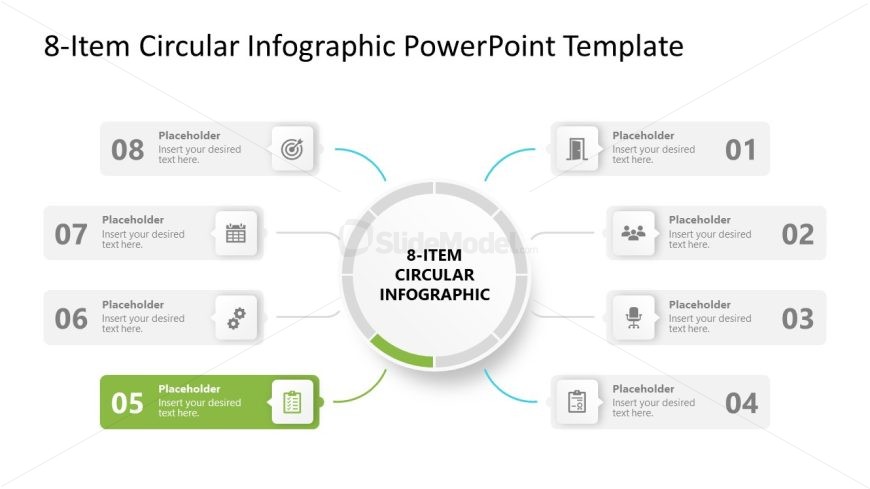 Editable 8-Item Circular Infographic Template PPT Slide