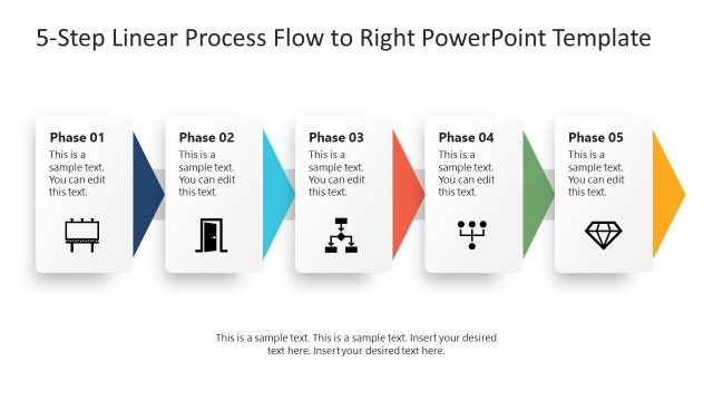 5-Step Linear Process Flow to Right PowerPoint Template