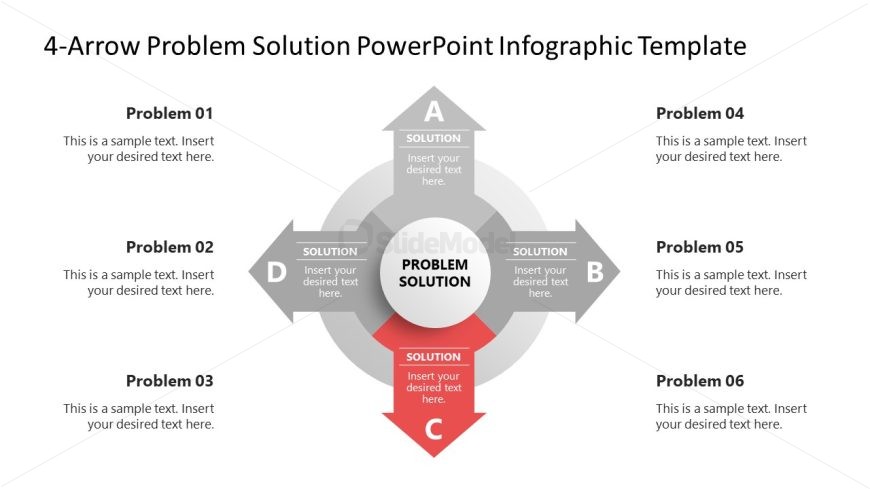 4-Arrow Problem Solution Template PPT Slide