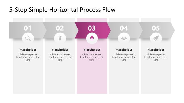 5-Step Simple Horizontal Process Flow PPT Template