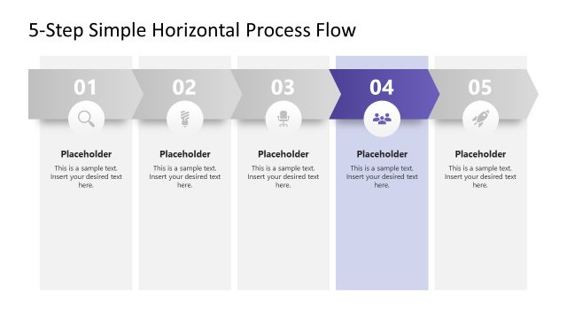 5-Step Simple Horizontal Process Flow Presentation Template