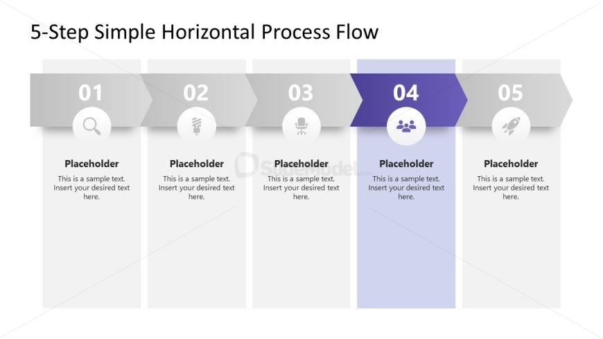 Customizable 5-Step Simple Horizontal Process Flow Slide
