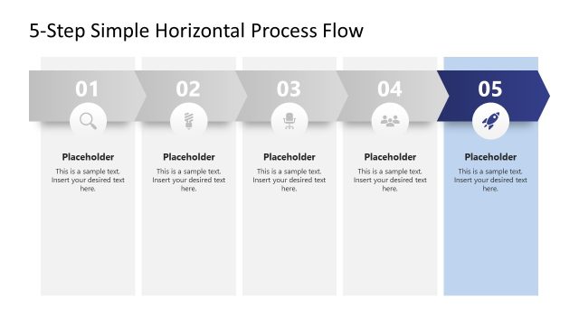 5-Step Simple Horizontal Process Flow PowerPoint Slide