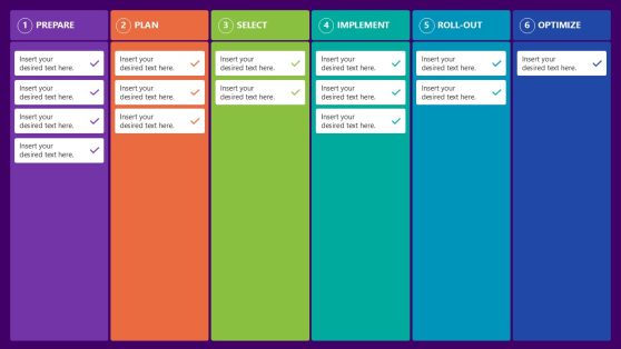 Implementation Plan Board Cards PowerPoint Slide 