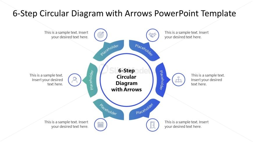 6-Step Circular Arrows Diagram PowerPoint Slide