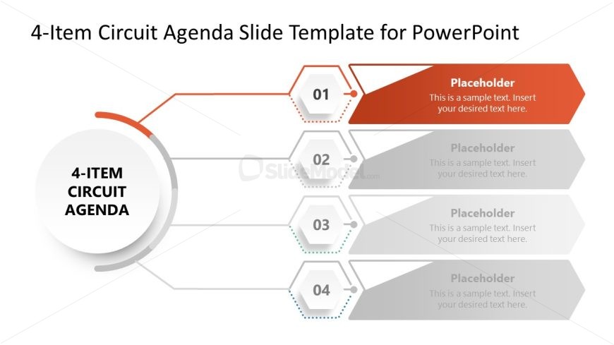 4-Item Circuit Agenda PowerPoint Slide