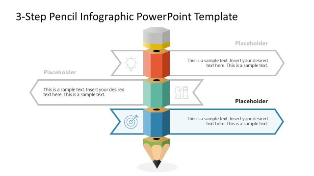 Customizable 3-Step Pencil Infographic Slide Template