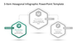 3-Item Hexagonal Infographic PowerPoint Slide 