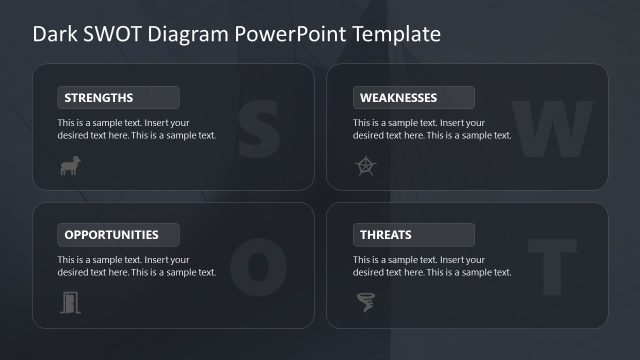 Dark SWOT Analysis Slide Template