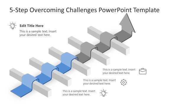 Editable 5-Step Overcoming Challenges PowerPoint Slide