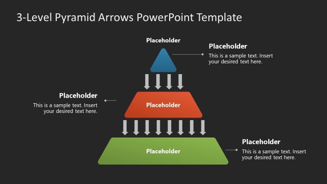 3-Level Pyramid Arrow Diagram Template PPT Slide