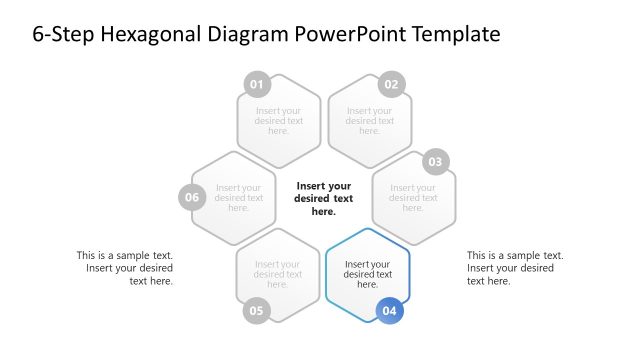 Step 4 Color Highlight Presentation Slide – 6-Step Hexagonal Diagram