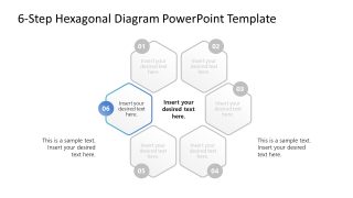 6-Step Hexagonal Diagram with Blue Outlines 